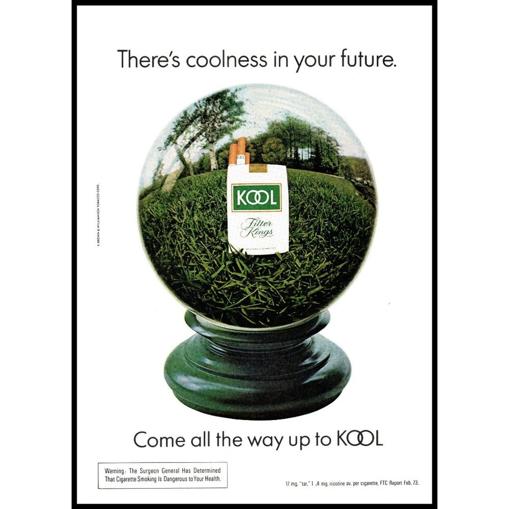 1978 Kool Cigarettes Vintage Print Ad Crystal Ball Future Fortuneteller Wall Art